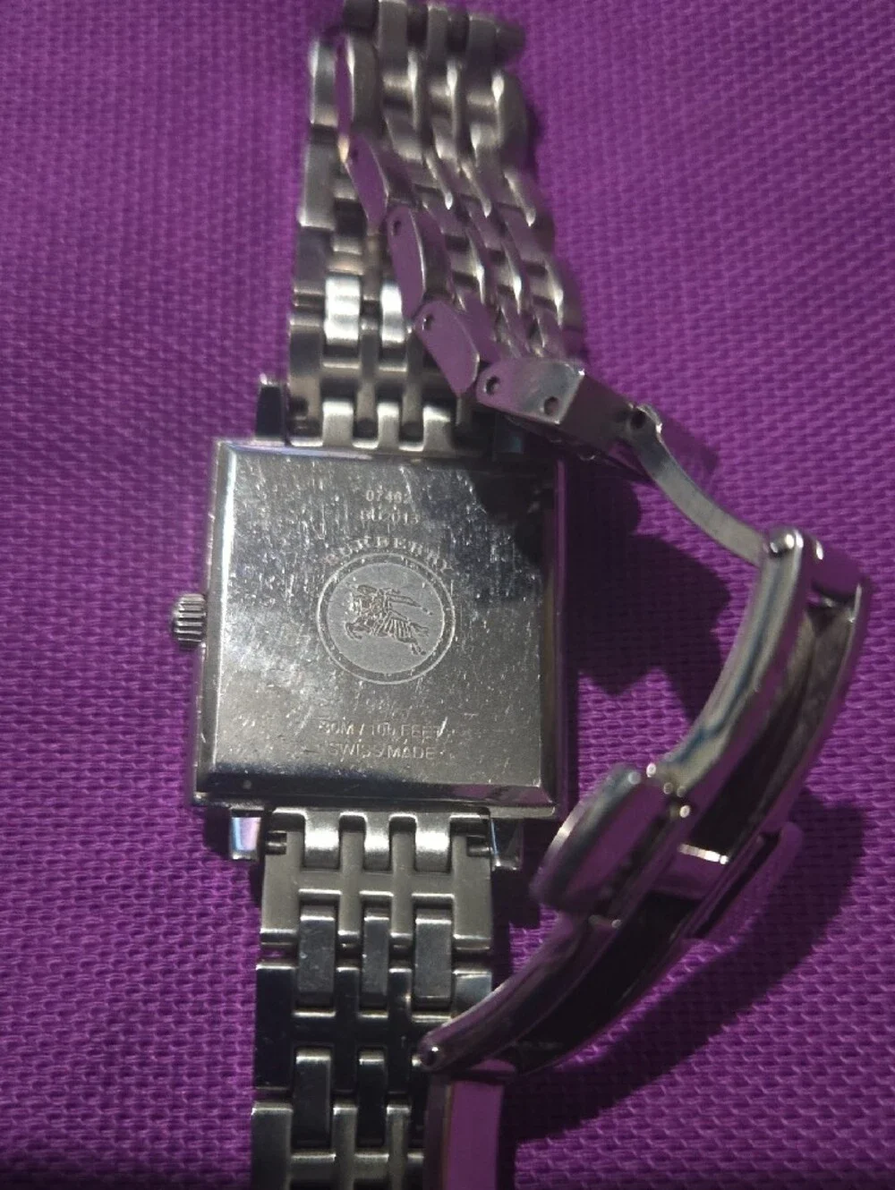 Burberry Silver Stainless Steel Women’s Square Bracelet Watch